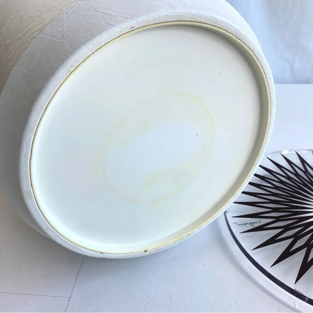 Morgan Designs Bucket Brigade Vintage 70s White Brown Vinyl Insulated Ice Bucket